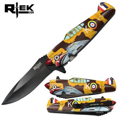 4.5" Rtek Fighter Plane Handle Assist-Open Folding Knife | Yellow, , large